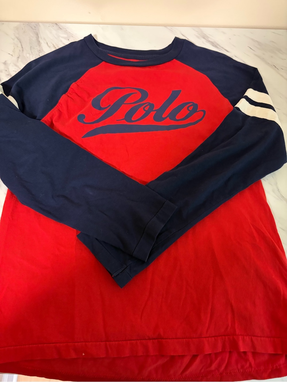 Polo by Ralph Lauren Red and Navy Long-Sleeve Raglan Tee
